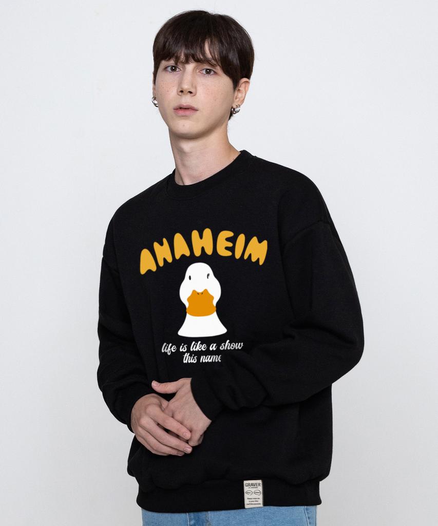 GRAVER [Unisex] Duck Face Smile Sweatshirt_Black