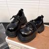 2025 New Muffin Platform Big Head JK Small Leather Shoes Women's Small Derby Shoes British Style Lace-up Loafers