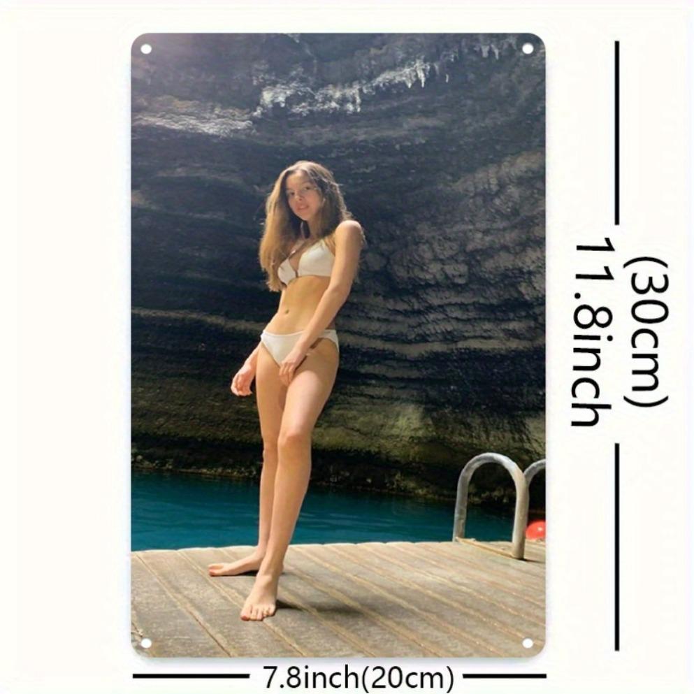 

Vintage Metal Tin Sign White Bikini Beauty Wall Art 8x12 Inch Home Decor Poster 20x30cm білий