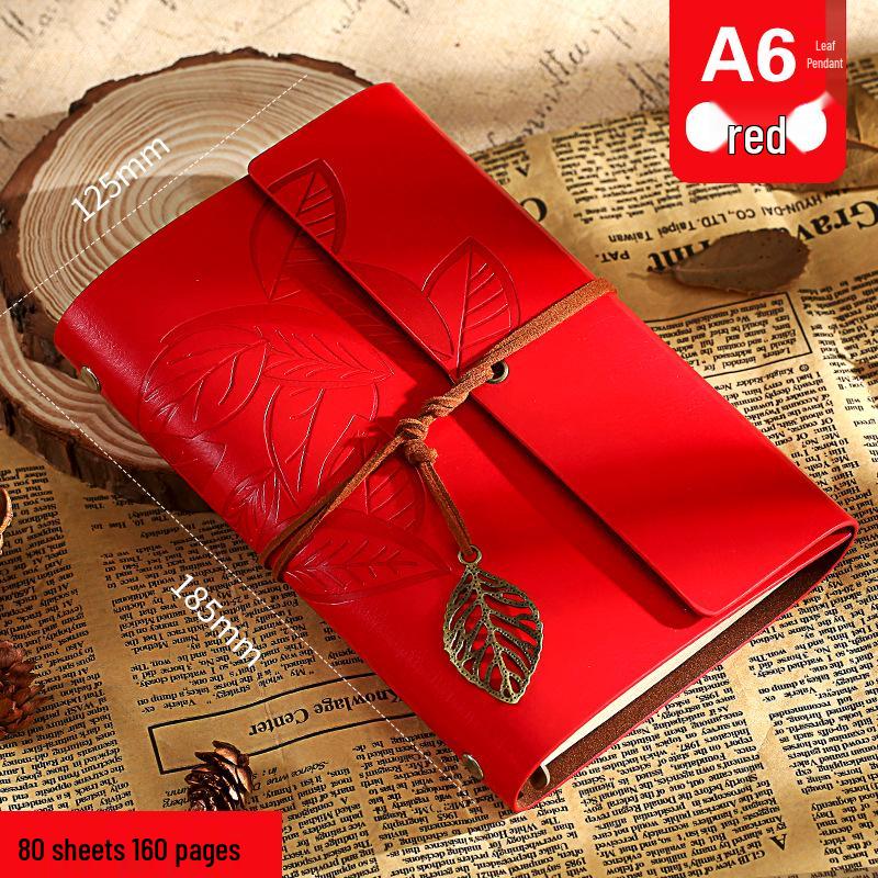 Retro Leaf Creative Diary: Cowhide Paper Gift Set for Students & Teachers - Convenient Sketch Notebook