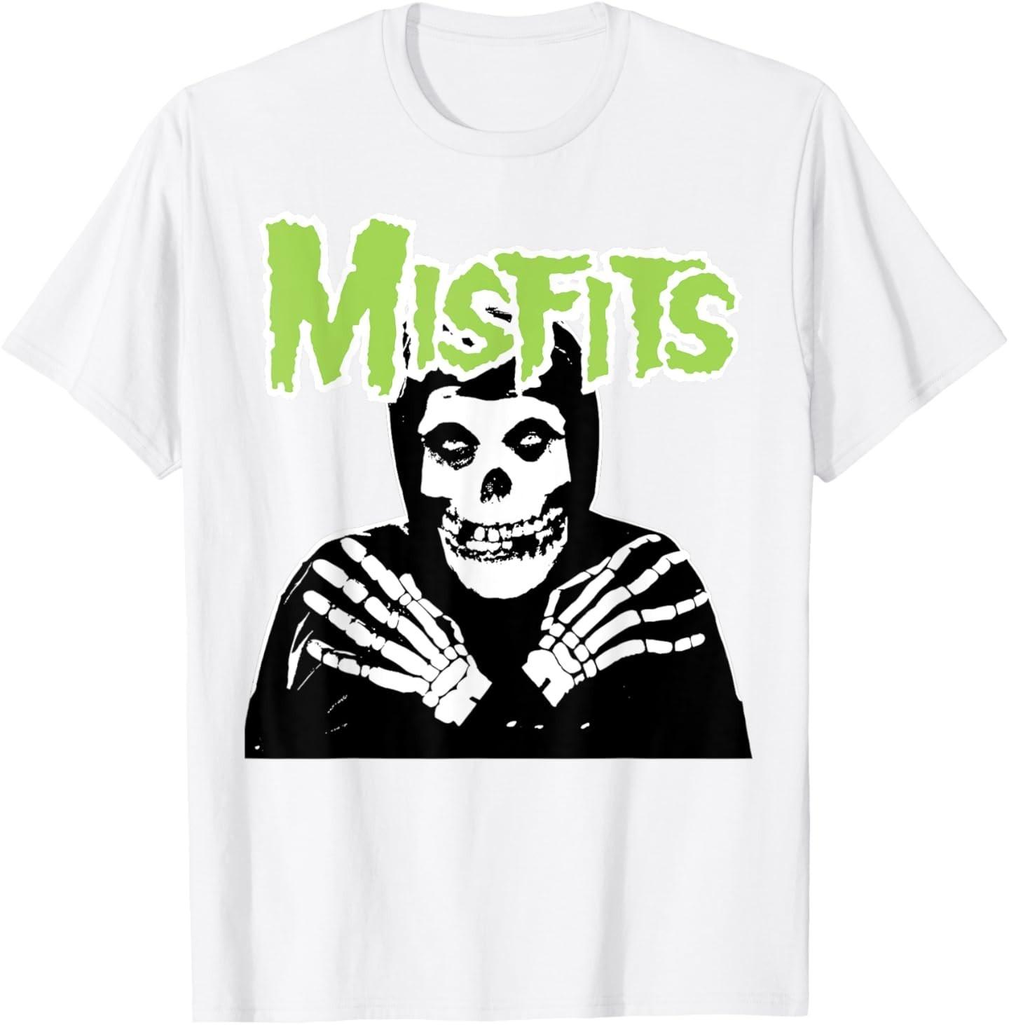 Misfits – Cross Hands Green Skull White T-Shirt Mens Womens Tees Top L