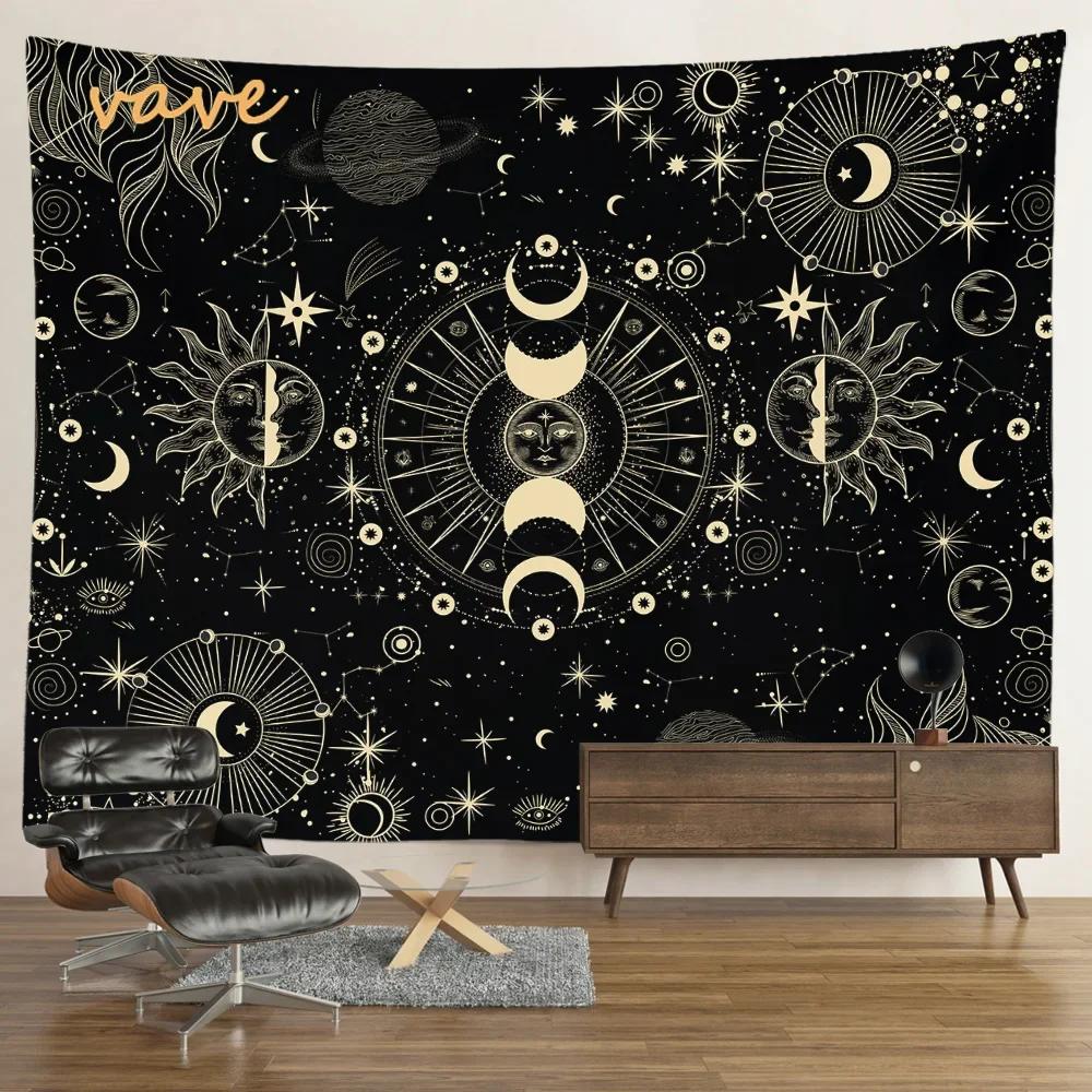 VIKAMA Mysterious Tarot Tapestry Sun Moon Mandala Wall Hanging for Meditation Witchcraft Altar Bohemian Home Decoration
