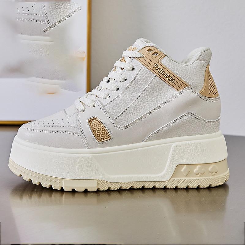 Fujin 9cm Microfibra Tend Outono Botas Mulheres Chunky Tênis Primavera Skate Tornozelo Feminino Sapatos de Cano Médio Plataforma Wedge Booties