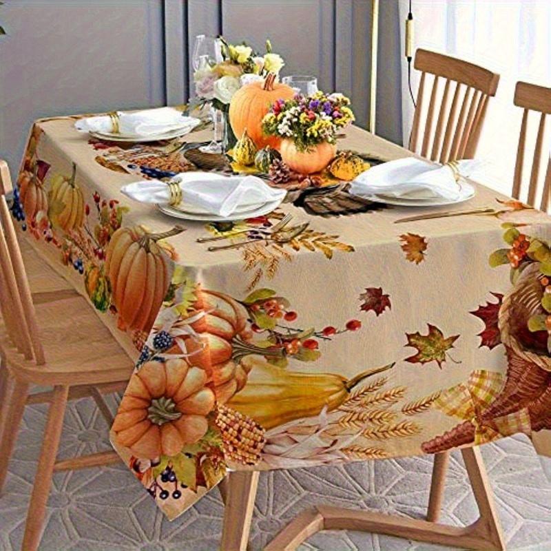 Fall Thanksgiving Rectangle Table Cloth for Table Decor Holiday Party Waterproof Reusable Tablecloth for Tables Kitchen Dining