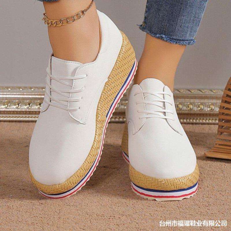 Flat heeled shoes, thick soled shoes, lace up single shoes, women's shoes, plus size shoes
