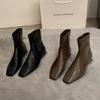 Fashion SUOJIALUN 2025 New Brand Women Ankle Boots Fashion Square Toe Back Zipper Ladies Elegant Short Boots Square Low Heel Shoes