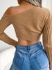 Green Sweater Long Sleeve Pullovers Off Shoulder Cropped Sweaters Jumpers Women Streetwear Solid Slim Purple Knitted Sweater