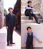 Boys Suit Set Black Graduation Ceremony Entrance Ceremony Wedding Kids Plain Black 145 150 155 160 Formal [Bona Vita] 5-piece Shichi-Go-San (160)