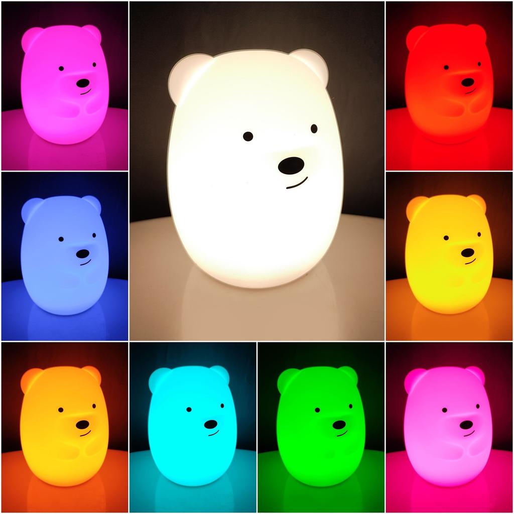 Silicone Night Lamp Teddy Bear LED RGB