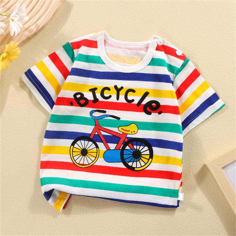 Boys' Summer Short Sleeve T-Shirt Casual Play Top Cute Dinosaur Pattern Print Kids Clothing