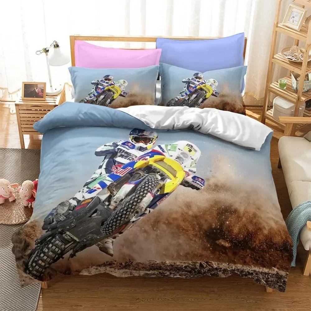 off-road Motorcycle Duvet Cover Bedding Set Comforter Linen Pillowcases Quilt Cover Home Decor Single Double Twin For King Queen