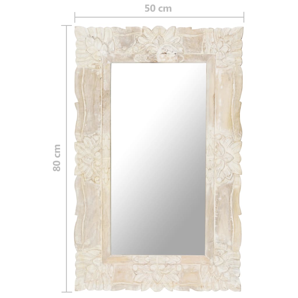 Bianco Specchio 80x50 cm Legno di Mango Massiccio