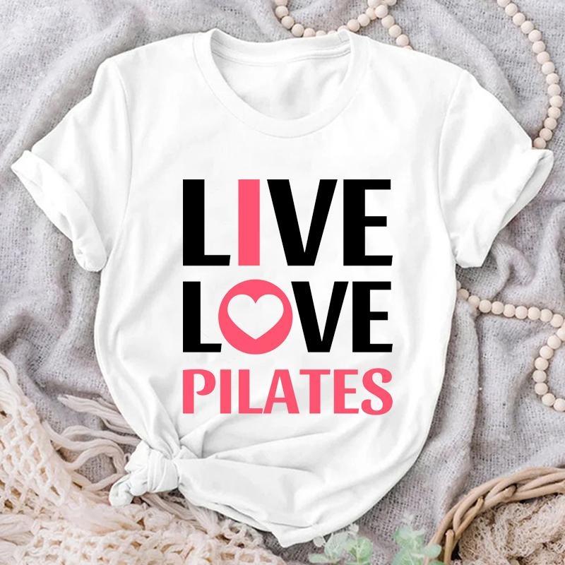 Žij Lásku Pilates Trička Módní Tričko pro Milovníky Pilates Léto Ležérní Kulatý Výstřih Volné Tričko