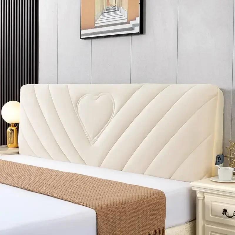 All-inclusive Plush Quilted Headboard Cover Thick Velvet Bed Head Cover Bed Backrest Dustproof Soft Bedside Protector Cover