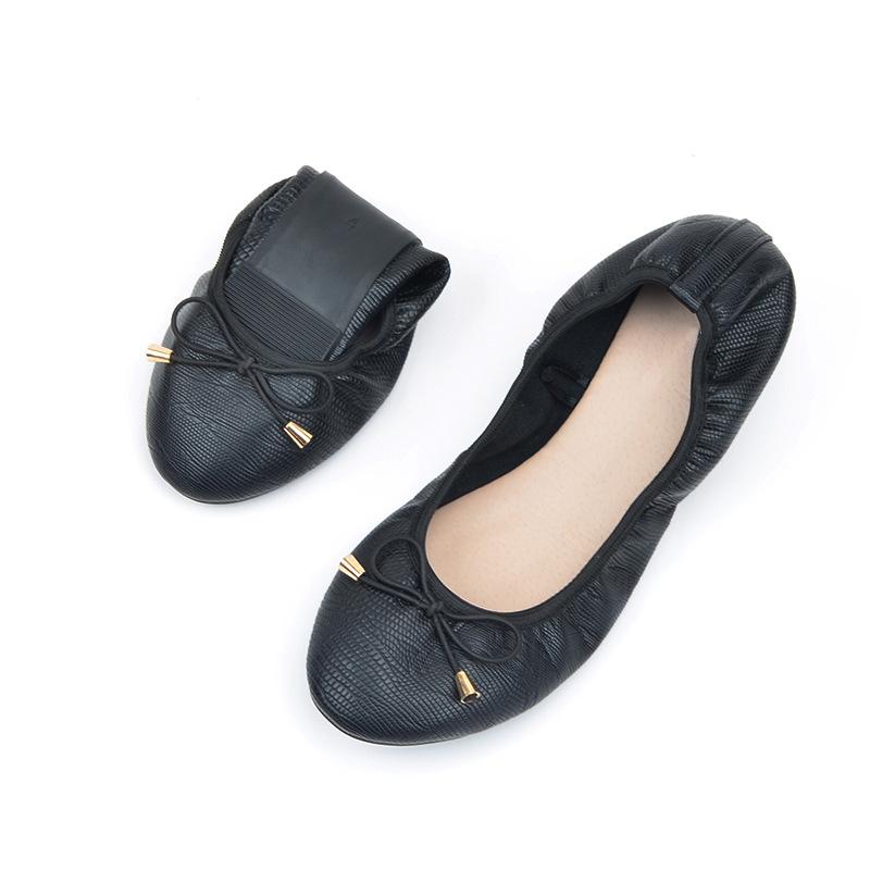New Soft-Soled Egg Roll Shoes Black All-Match Shallow Mouth Women's Single Shoes Bow Comfortable Maternity Shoes