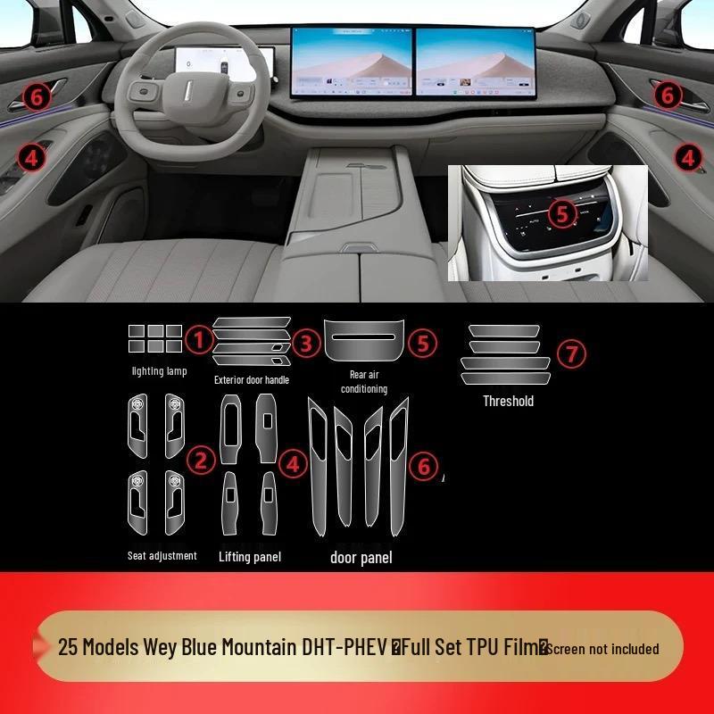 23-25 Wei Pai Lan Shan Interior Protection Film for Central Control, Gear Shift, and Dashboard Screen