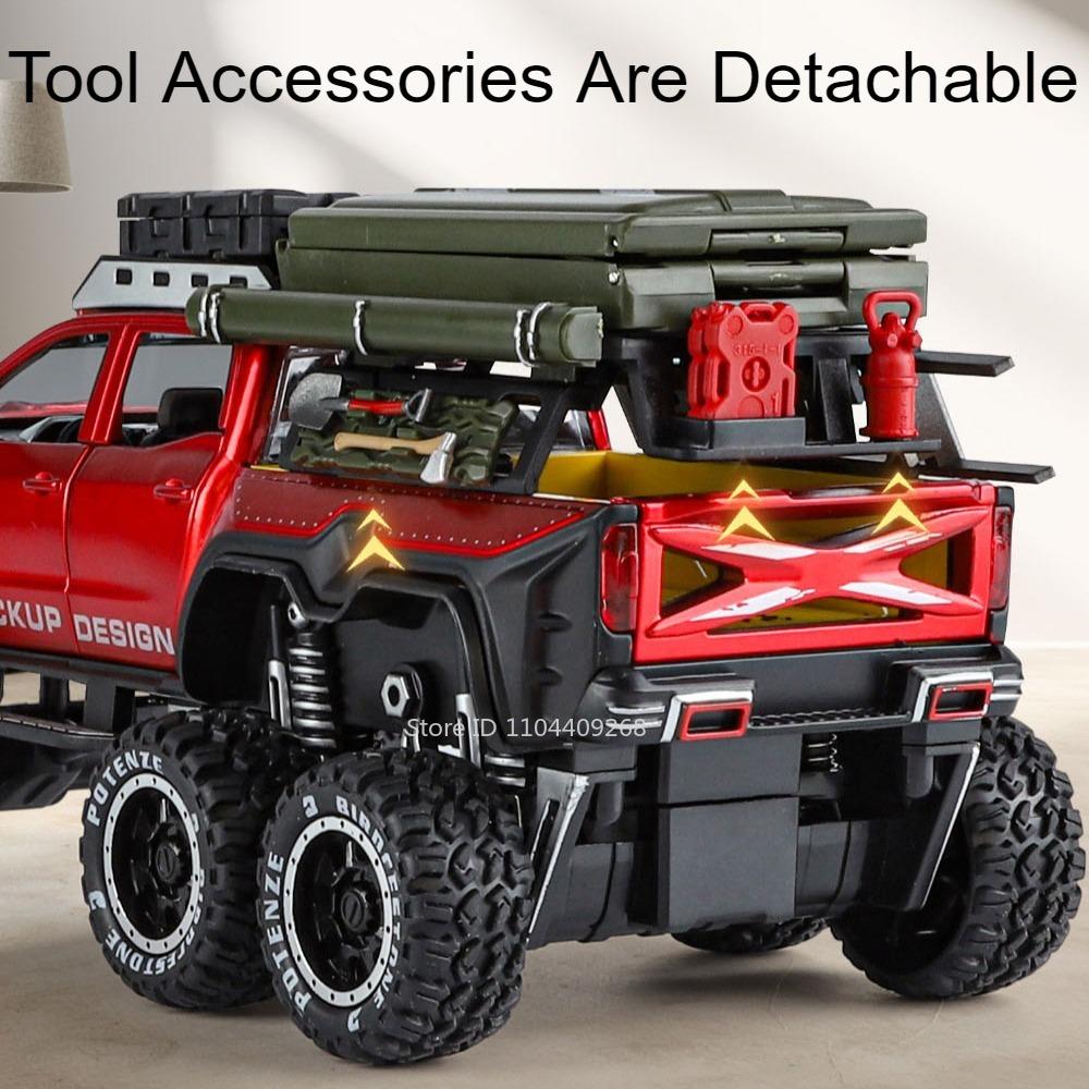 1:28 Scale UNIMOG Motorhome X-Class 6x6 U5000 Car Model Toy Sound Light Pull Back Doors Opened Off-road Vehicle Models Boys Gift