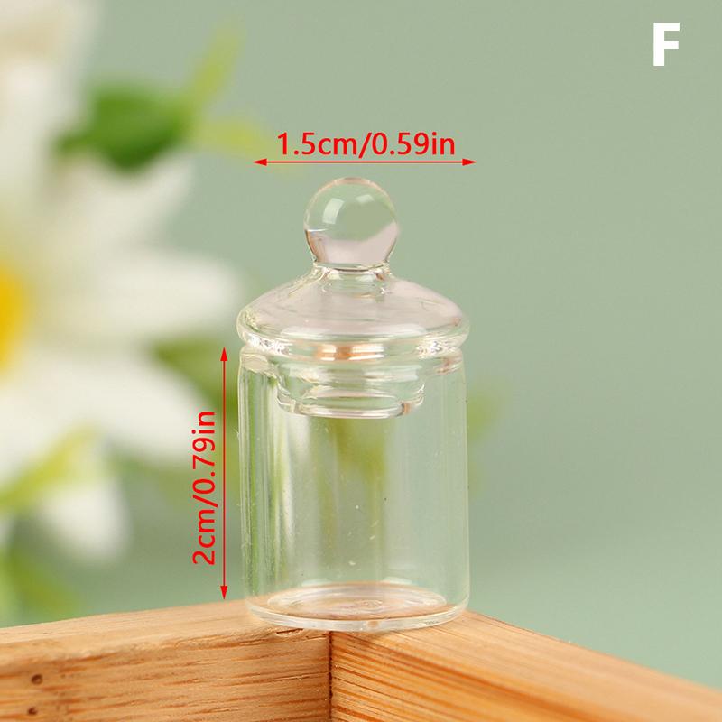 1Pc Dollhouse Miniature Clear Glass Jar Candy Bean Storage Bottle Tiny Jar With Cover Kitchen Decor Toy Doll House Accessories