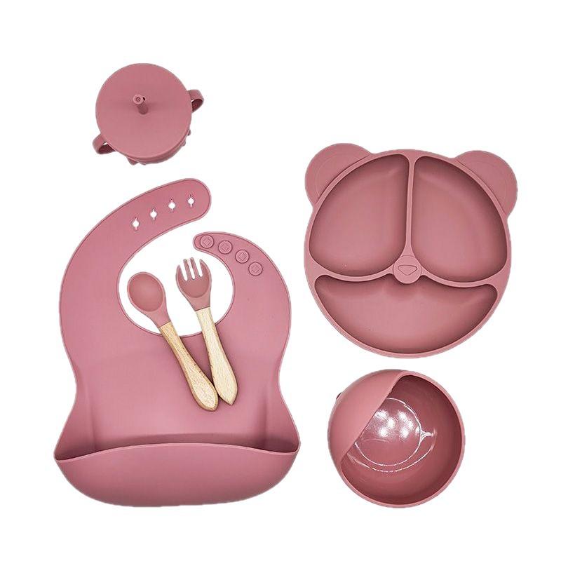 6-Piece Silicone Plate Children's Baby Tableware Set Baby Supplementary Food Bowl Supplies Food Grade Children's Supplies