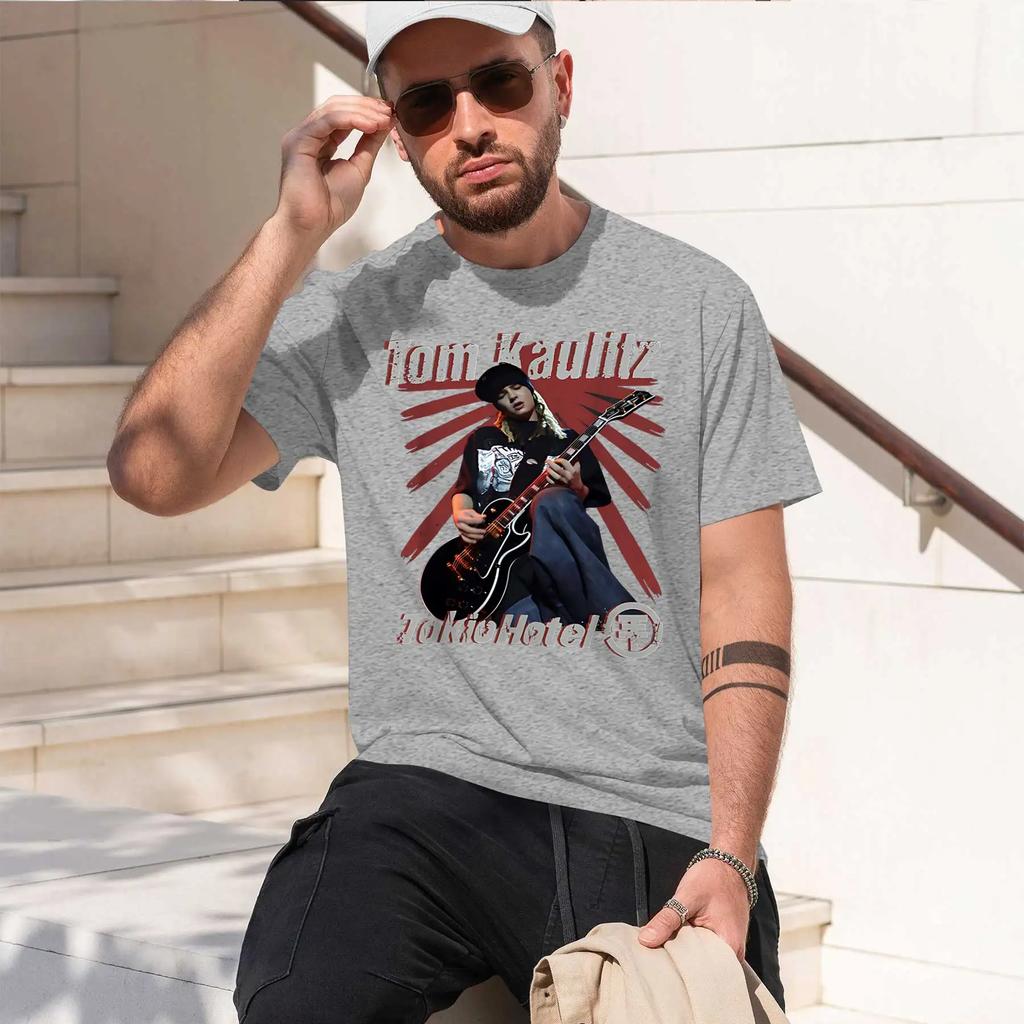 Tom Kaulitz Tokiohotel 2026 New Fashion Heavyweight Hot Selling Retro Printed Pattern Fun Round Neck Tshirt For Daily Comfort