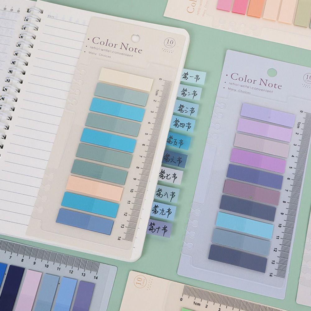 

Набір самоклеючих вкладок для покажчиків, багатокольорові маркери сторінок, канцелярські шкільні приналежності 6 sheets&ruler