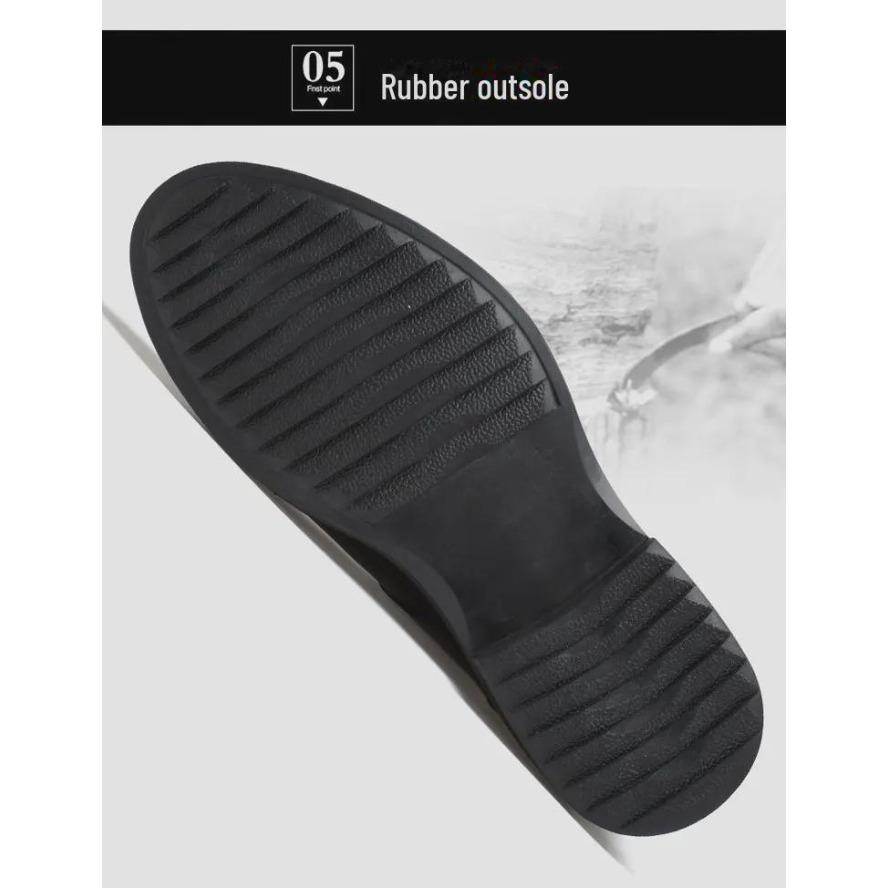 Winter Buckle Design Top Layer Leather Chelsea Boots Men Business Martin Style Large Sizes Available