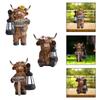 Highland Cow Statue with Solar Lights Resin Figurine Outdoor Garden Decor Landscape Lamp for Courtyard Yard Lawn Patio Gifts