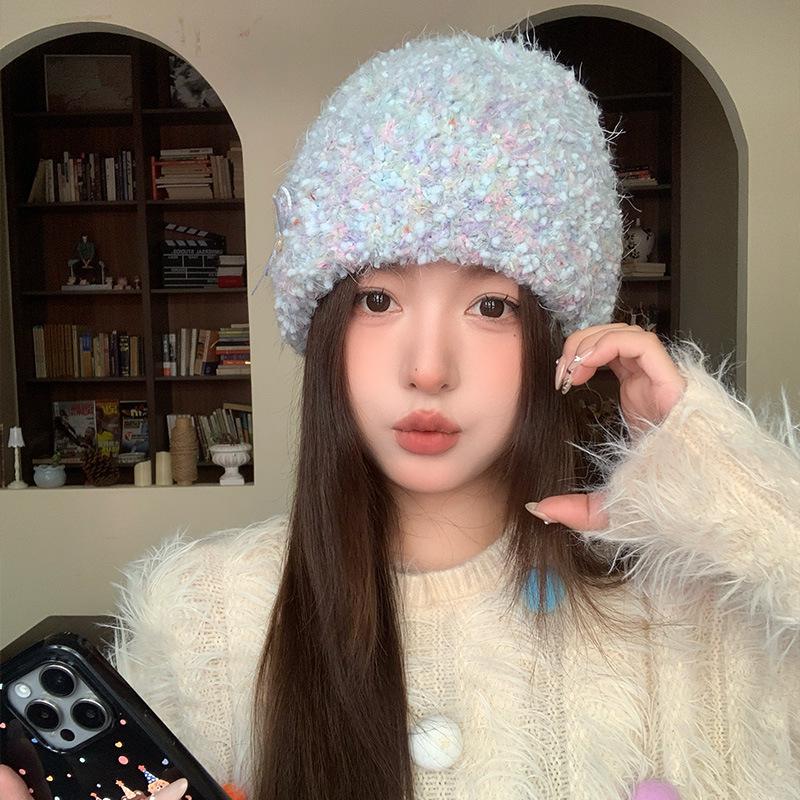 Large Head Circumference Knitted Woolen Hat Women's Autumn and Winter Cold Protection Ear Protection Hat Retro Face Showing Small Hat New Style