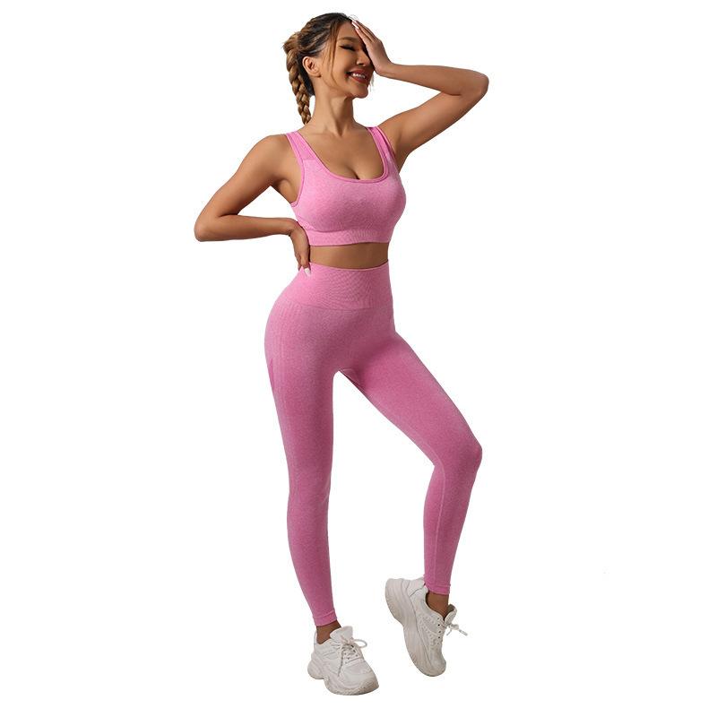Summer Autumn Yoga Sets Women Workout Outfits High Waist Leggings Sleeveless Sports Top Fitness Set Seamless Gym Tracksuit