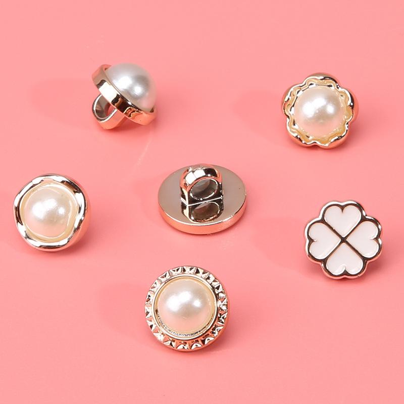 Pearl Button Versatile Round Shirt Button Top Cardigan Shirt Delicate Button Women'S Clothing Decoration