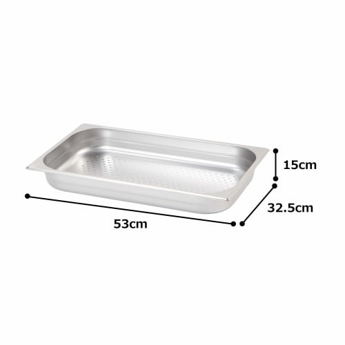 TKG Corporation Donam Perforated Hotel Pan, 1/1 Scale, 150mm Deep, 18-8 Stainless Steel, AHTA105