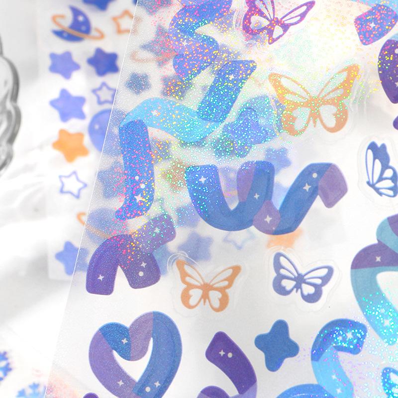 ПЭТ блестки звезда наклейка снежинка наклейка цвет DIY декоративная наклейка канцелярские товары подарок домашние мелкие предметы наклейка украшение