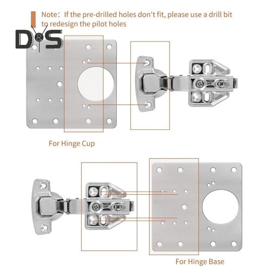 6-teiliges Reparaturplatten-Set für Schrankscharniere, rostbeständig, große Scharnier-Reparaturplatte, Reparaturset für Türscharniere, Platte mit Befestigungsschrauben