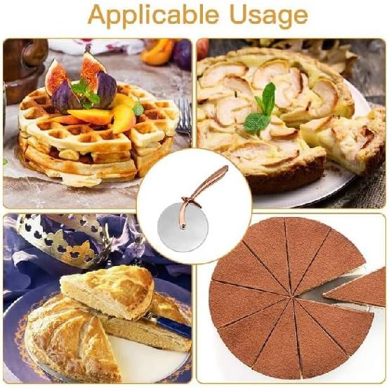 Classic Pizza Cutter Wheel, Food Grade Stainless Steel Cutter Wheel, Smooth Rotating Sharp Blade, Professional Pizza Cutter, 9-Inch, Beautiful Rose