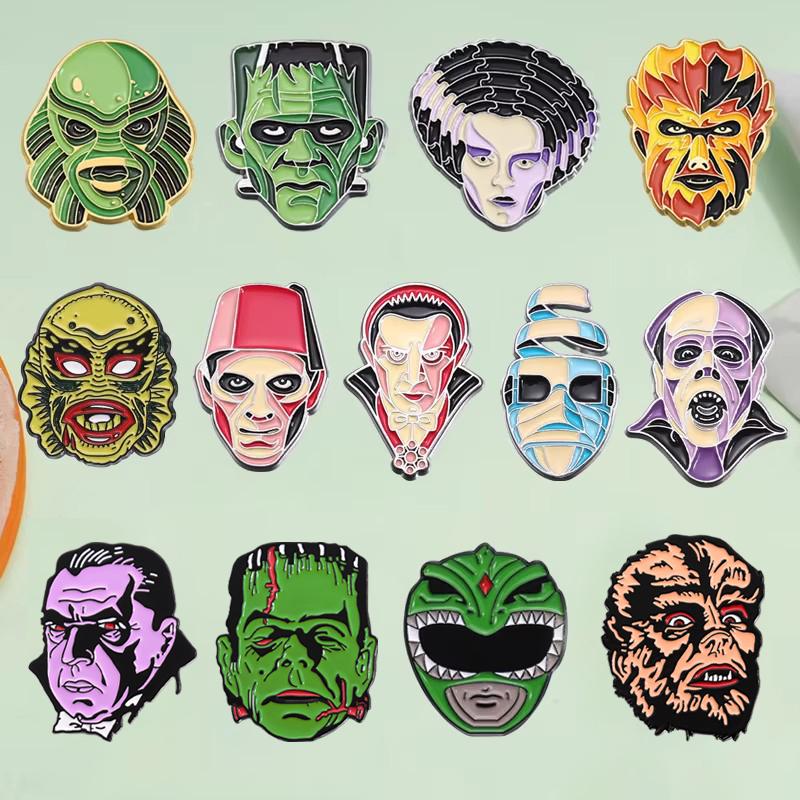 Halloween Horror Enamel Pins Scary Movies Figure Thrilling Terror Mask Brooch Lapel Brooches Jewelry Souvenir Gifts For Friends