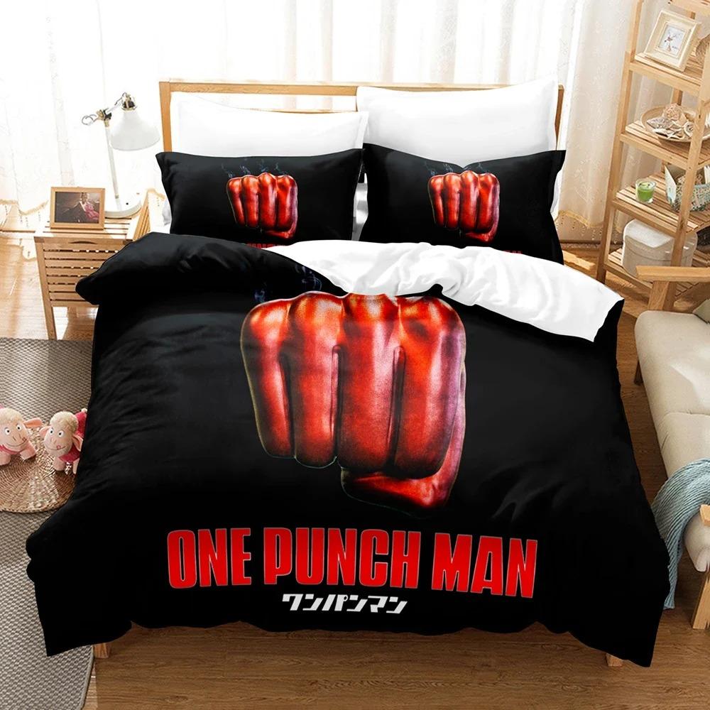 Anime One-Punch Man Saitama Sängkläder Set Pojkar Flickor Twin Queen Storlek Påslakan Örngott Säng Barn Vuxen Hemtextil