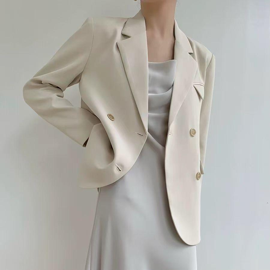 

Темпераментный белый пиджак свободного кроя, повседневный кардиган, однотонный топ S белый