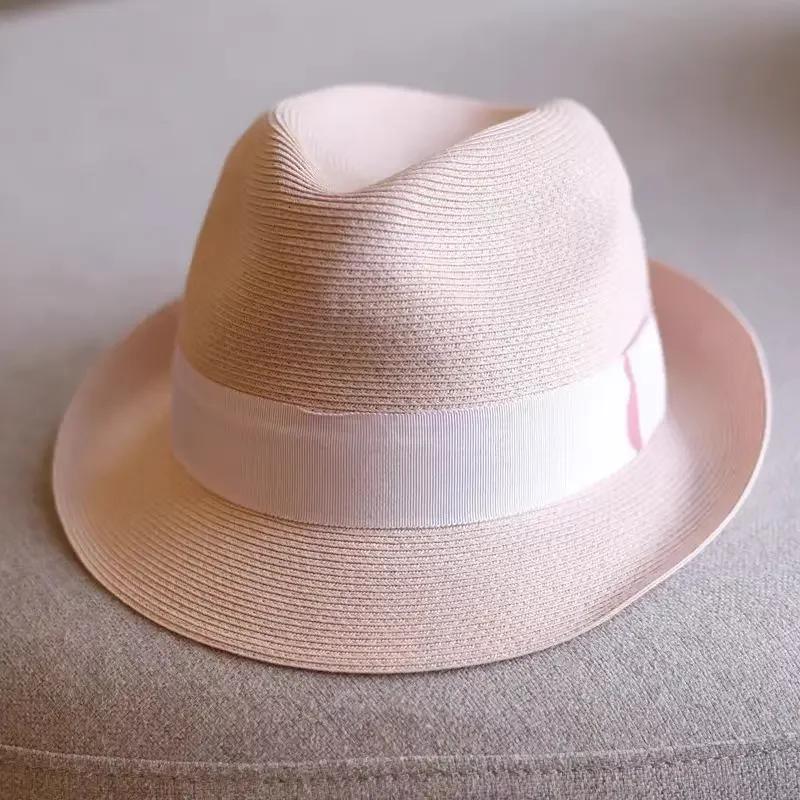 Unisex Foldable Straw Sun Hats Men Women Fashion Summer Sunscreen Beach Hat Retro Jazz Panama Cowboy Fedora Hat  sale