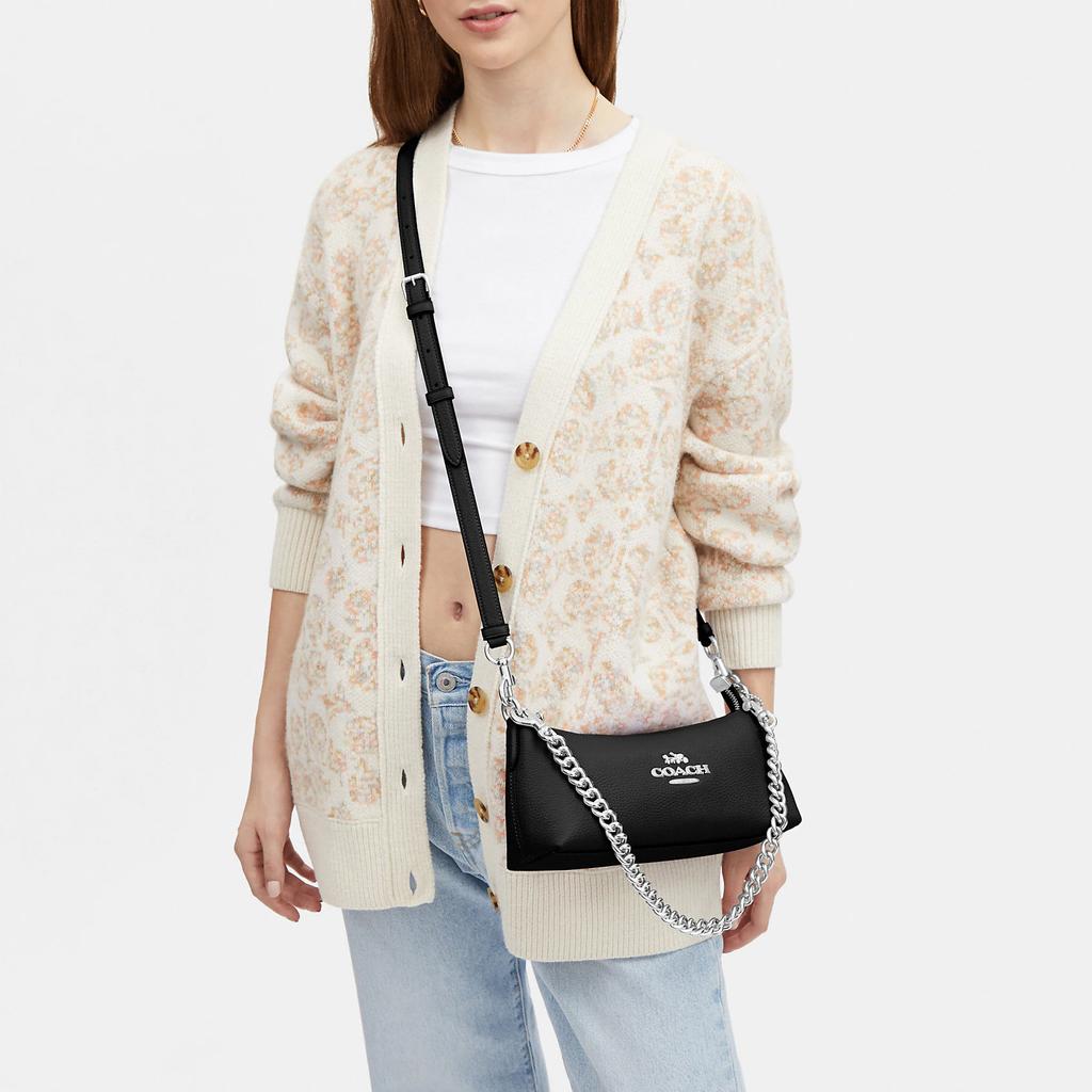 New COACH Pebbled Leather Shoulder Bag, Handbag, Shoulder Bag Women's Black CL407-SVDTV