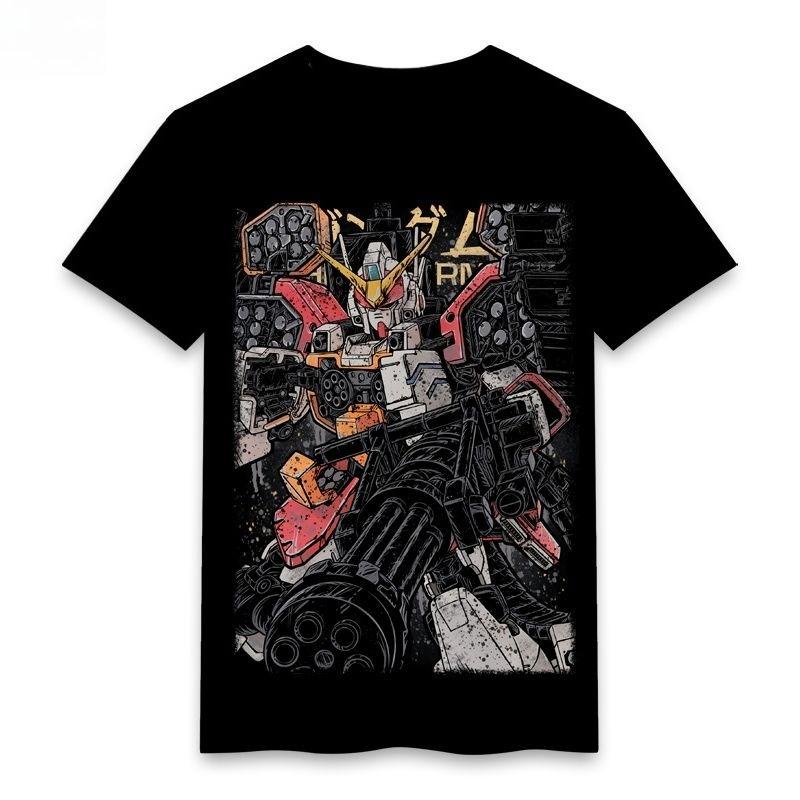 Gundam Unicorn Style Cotton Mens and Womens Short Sleeve TShirt High Street Harajuku Summer High Quality Sports Top