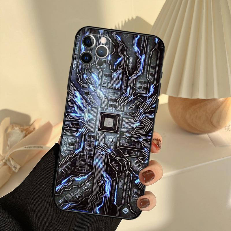 Technology Men's Luxury Case For iPhone 11 12 13 14 15 16 Pro Max Cover For iPhone 13 12 Mini XR X XS Max Plus