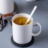 11oz White Mug Cup, Lightweight Bright Porcelain Tea Cups with Handle, Elegant and  Ceramic Coffee Cups for Tea, Hot Cocoa, Milk