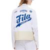 Fila Fusion Barevná bloková retro sportovní pletená bunda s dlouhým rukávem a stojáčkem s potiskem barevného blokového loga pro ženy, bundy Bílá Růžová T11W232502F-IV