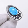 Magnesite Turquoise Gemstone Ring 925 Sterling Silver Stylish Fashionable Ring Vintage Boho High-Quality Fine Jewelry for Everyday Wear