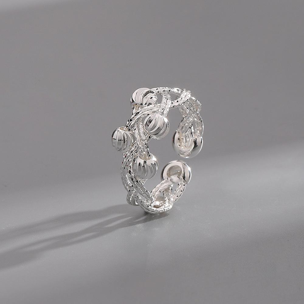 

Итальянская линия Переплетенное кольцо Женское Уникальное Классическое Кольцо для предложения и помолвки Вращающееся Матовое Кольцо с бусиной удачи Adjustable Opening