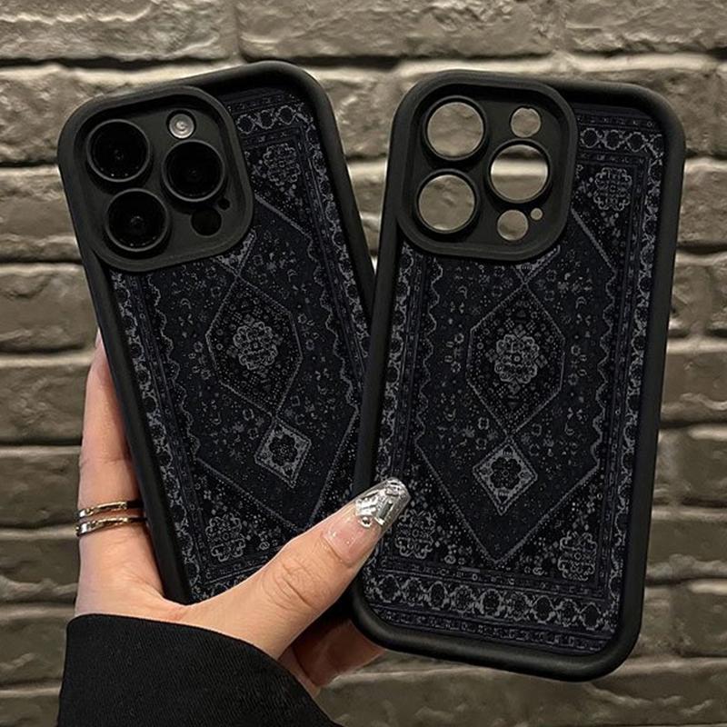 Wspaniałe Czarne Etui z Etnicznym Wzorem TPU na Telefon iPhone 17 Pro Max Etui iPhone Air 17E 16 15 14 13 12 11 XS X XR 7 8 Plus Pokrowiec