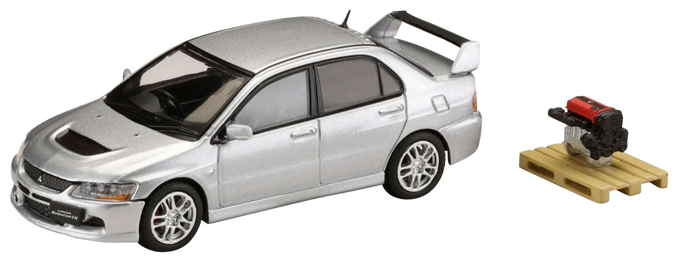 

HJ64 Mitsubishi Lancer Evolution 9 GSR с дисплеем двигателя, цвет Крутой серебристый , модель 1/64, металлик,
