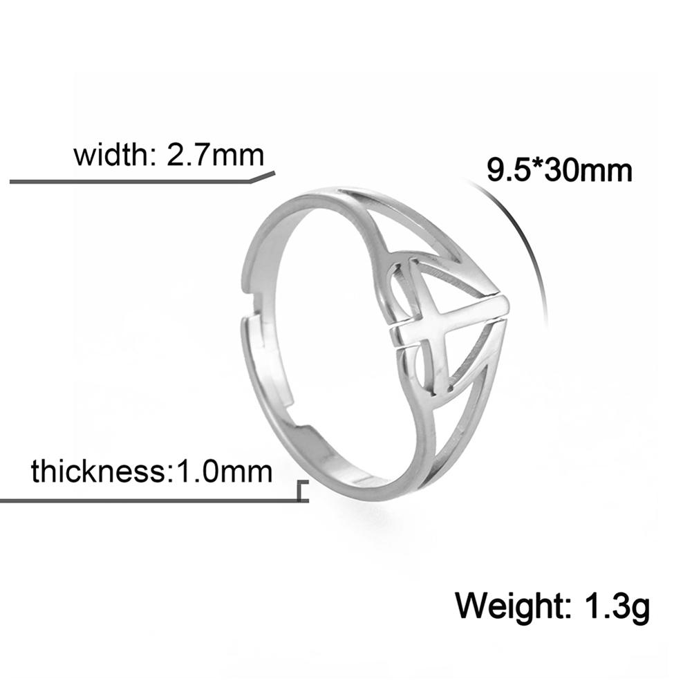 Teamer Cross Jesus Stainless Steel Open Adjustable Ring for Women Men Christian Religious Amulet Jewelry Gift for Family Friend