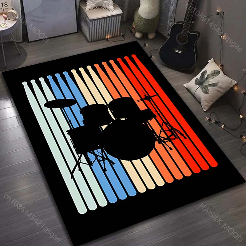 Musik Leben Musikinstrumente Druck Teppich für Wohnzimmer Schlafzimmer Sofa Fußmatte Dekor Bereichsteppich Rutschfeste Bodenmatte für Geschenke