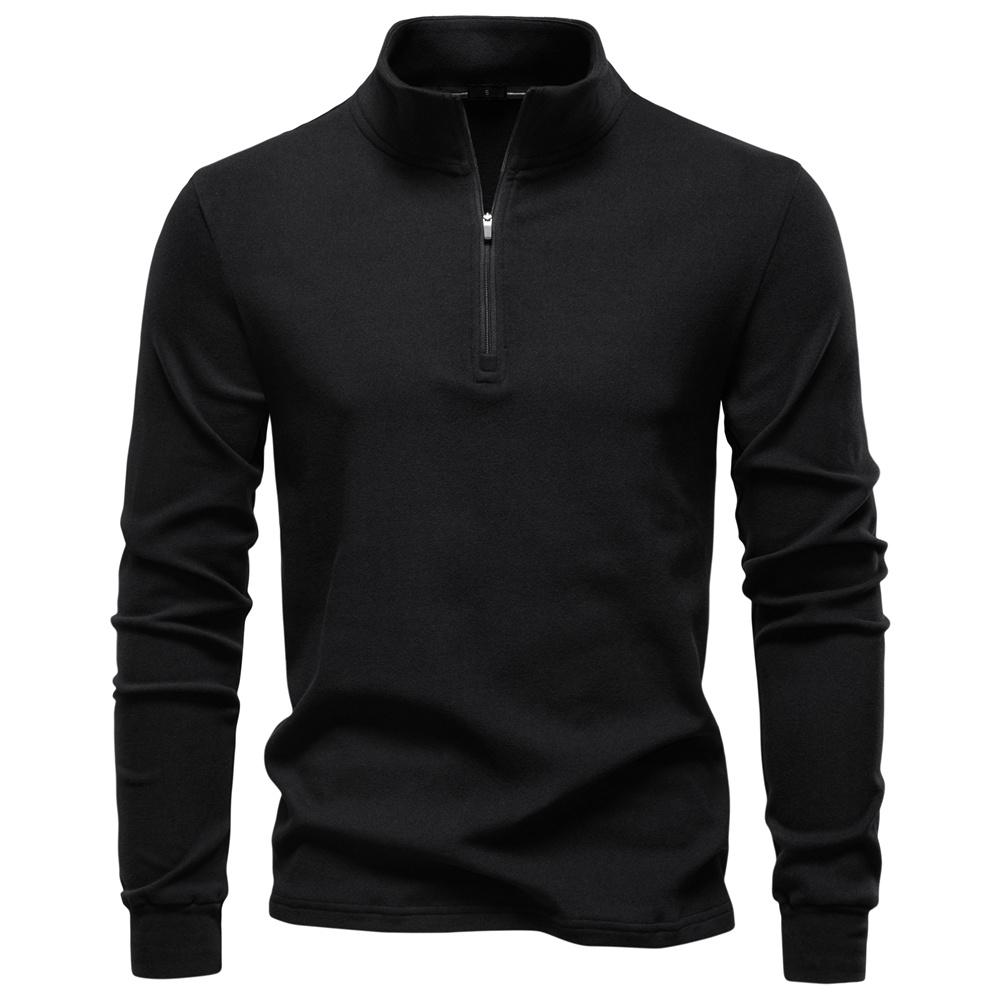 AIOPESON New Men's Solid Color Zipper Soft Shell Sweatshirt Long Sleeve Warm Pullover Casual Stand Collar